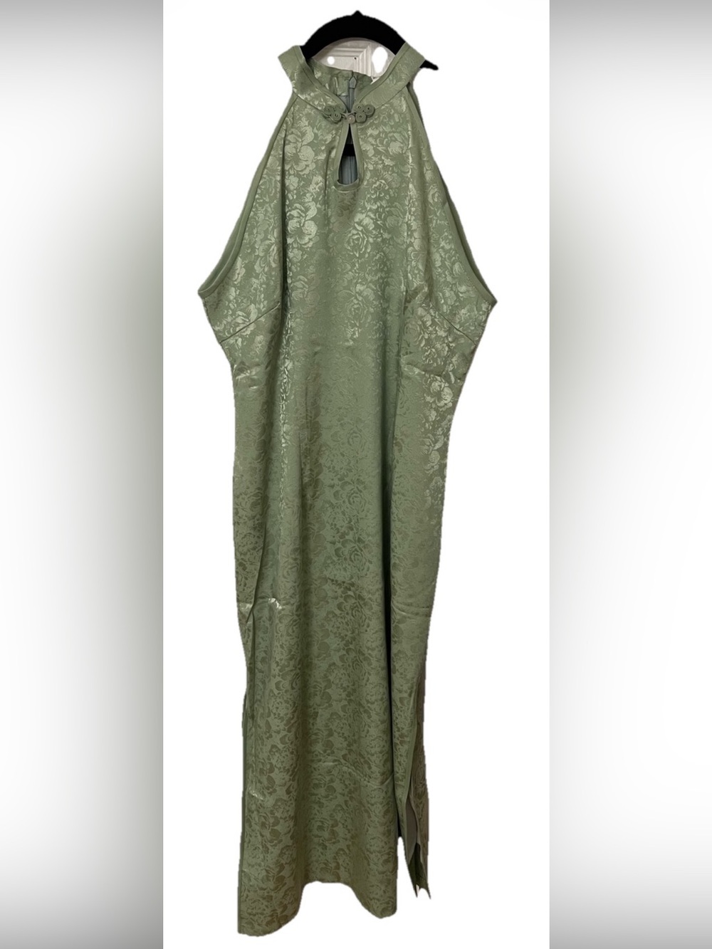 Sage Green Halter Maxi Dress with Keyhole Detail